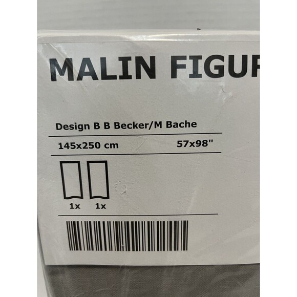 Set of 2 IKEA Malin Figur Geometric Green Purple Curtain Panels 57x98” Linen NEW - Picture 4 of 4